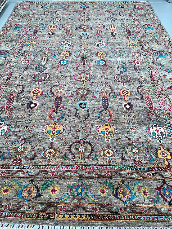 3.6x2.5m Afghan Sultani Chobi Rug Wool Art Deco Design Oriental