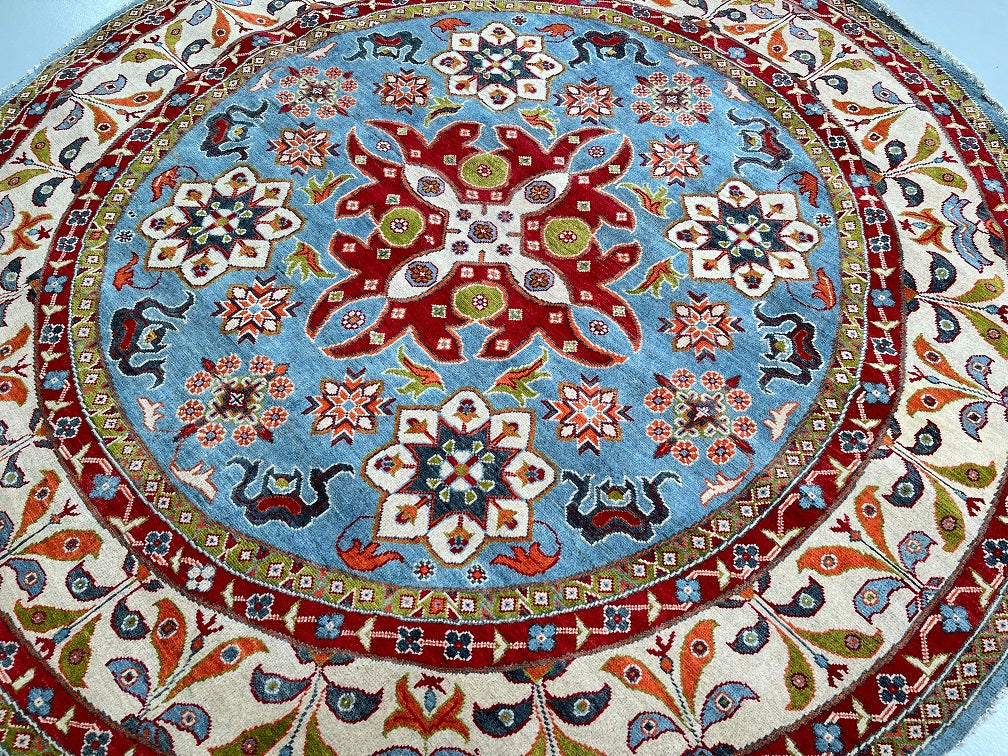 Isfahan Persian Round Rugs, Light Blue Persian Round Area Rug