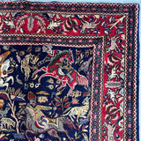 Hunting Design Persian Kashan Rug 3x1.7m