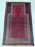 Vintage Afghan Balouchi Prayer Rug