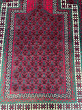 Vintage Afghan Balouchi Prayer Rug