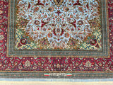 Masterpiece Pure Silk Qum Rug Signed Rajabian 2x1.35m