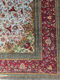 Masterpiece Pure Silk Qum Rug Signed Rajabian 2x1.35m