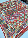 Boho Afghan Waziri Kilim Rug 3x2.7m